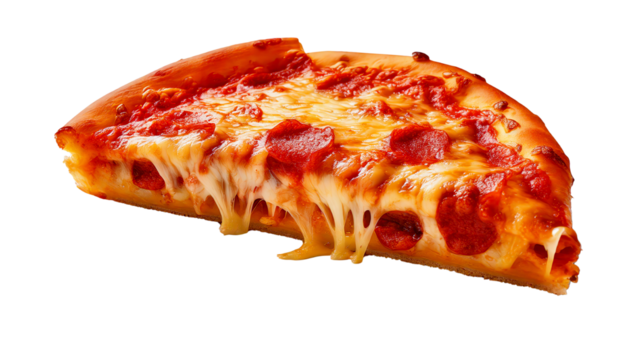 A delicious slice of pepperoni pizza with gooey melted cheese and crispy crust, perfect for any meal.