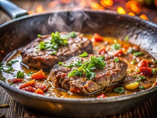 Delicious Sac Kavurma: Turkish Steak Sauteed in Traditional Pan - Middle Eastern Cuisine