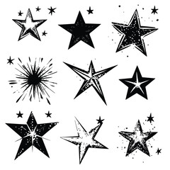Obraz premium Sparkling Black Stars Compositions for Shine Effects