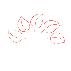 Group of five red outlined leaves illustration