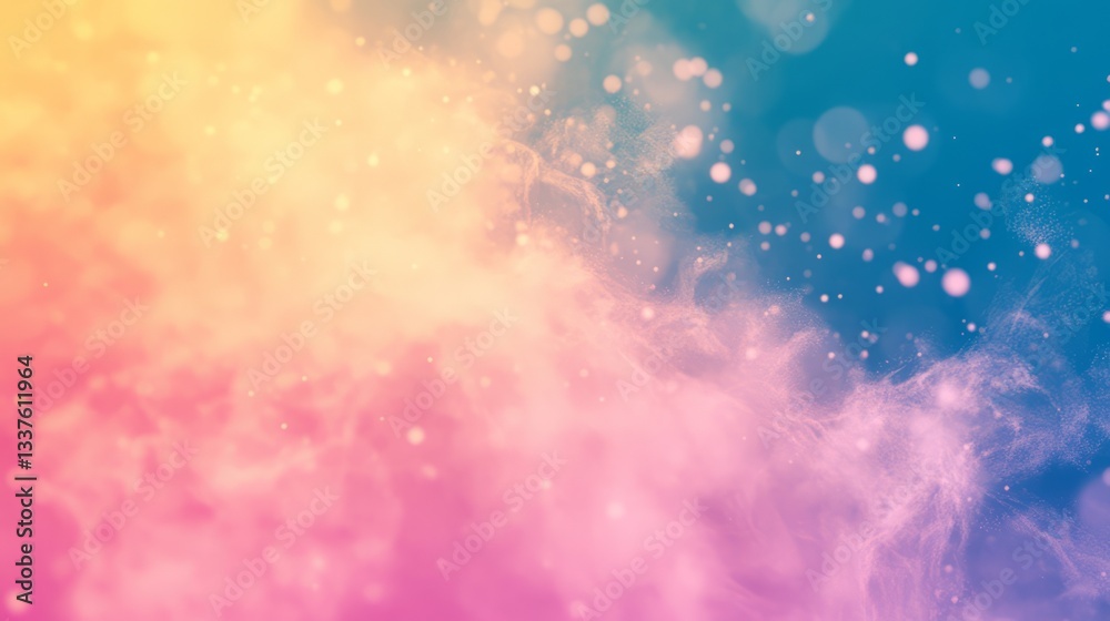 Wall mural vibrant fuzzy pink, blue, and yellow gradient background with soft blurred texture creating a dreamy