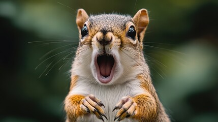 Fototapeta premium Surprised Squirrel. Wide-mouthed expression