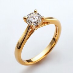 Gold ring with diamond stone isolated on white background for jewelry and accessories display