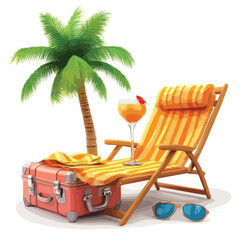 Obraz premium Summer Travel 3D Icons with Rendered Beach Elements