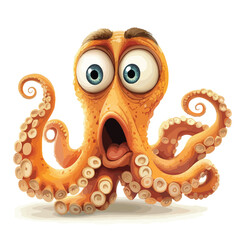 Surprised Octopus with Wide Eyes and Raised Eyebrows