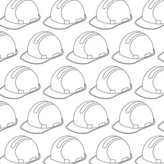 Seamless Safety Helmet Line Art Pattern – Construction & Industrial Design