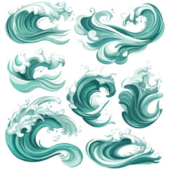 Teal Ocean Waves with White Foamy Tops Curving