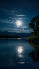 moon over lake