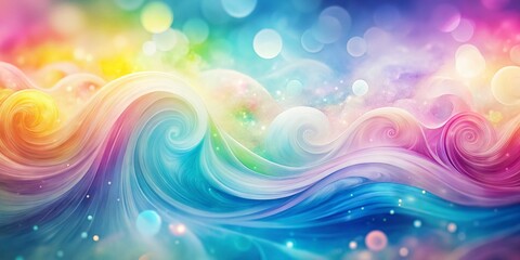 Dreamy Pastel Rainbow Watercolor Swirls, Soft Blend, High Depth of Field, Artistic Background