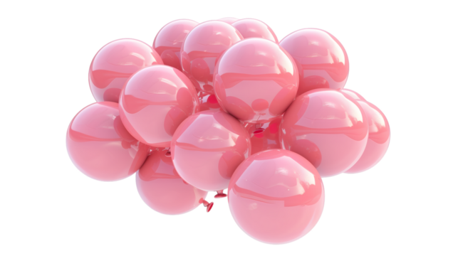 Pink balloons with soft highlights grouped and isolated on a white background