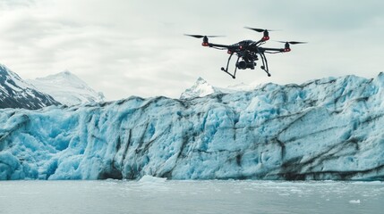 Fototapeta na wymiar Drone soars over a breathtaking glacier landscape, capturing stunning aerial views