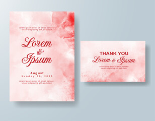 Watercolor wedding invitation card, design template for invitation