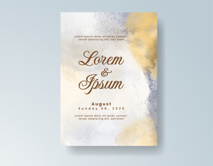 Watercolor wedding invitation card, design template for invitation