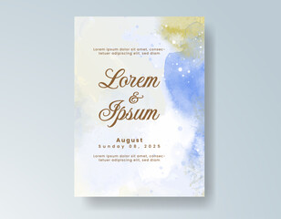 Watercolor wedding invitation card, design template for invitation