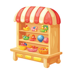 Toy Shelf in Nursery Room or Store Cartoon Vector Illustration