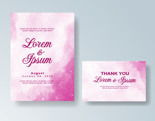 Watercolor wedding invitation card, design template for invitation