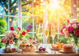 Elegant Bridal Shower Brunch Invitation with Sparkling Bubbles - Long Exposure Photography