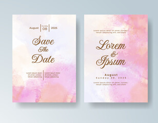 Wedding invitation with abstract splash watercolor
