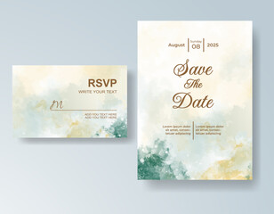 Wedding invitation with abstract splash watercolor