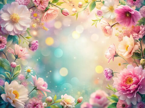 Elegant Pastel Floral Frame Background Design - Perfect for Wedding Invitations and Branding