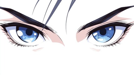 Close-up of intense blue anime eyes. (1)