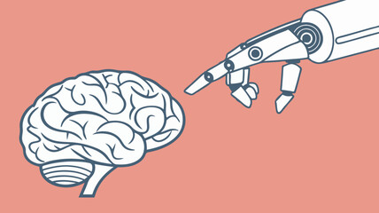 AI and Human Brain Connection Illustration for Artificial Intelligence, Neuroscience, Machine Learning, Cognitive Science, and Future Technology | Illustrator Artwork