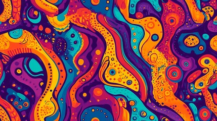 Trippy and groovy posh fabric pattern. Psychedelic groovy background