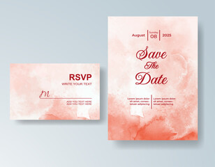 Wedding invitation with abstract splash watercolor