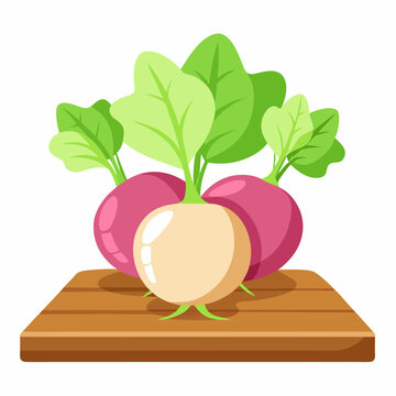 radishes on wooden board clip art preview