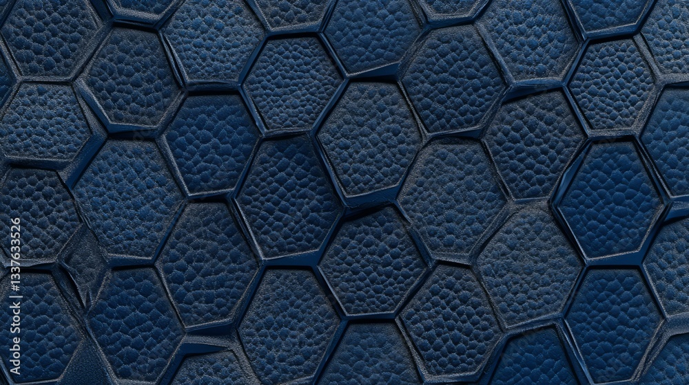 Poster modern dark navy blue hexagonal background with 3d geometric texture and subtle depth effect – futur