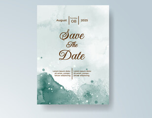 Watercolor wedding invitation card, design template for invitation