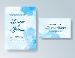 Watercolor wedding invitation card, design template for invitation