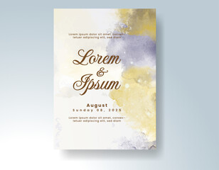 Watercolor wedding invitation card, design template for invitation