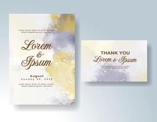 Watercolor wedding invitation card, design template for invitation
