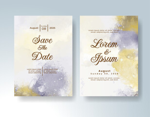 Watercolor wedding invitation card, design template for invitation