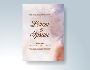 Watercolor wedding invitation card, design template for invitation