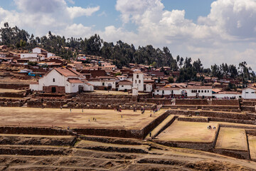 Inca's agricultural terraces in Chinchero town, Peru