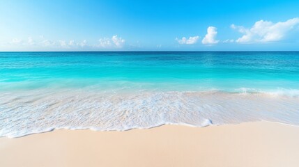 Fototapeta premium White sand beach and turquoise water. Travel background
