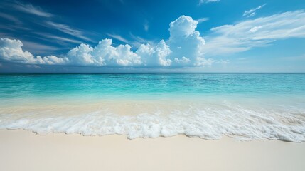 White sand beach and turquoise water. Travel background