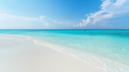 Fototapeta premium White sand beach and turquoise water. Travel background
