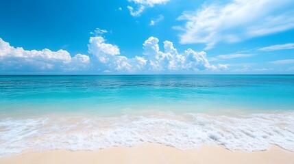 Fototapeta premium White sand beach and turquoise water. Travel background