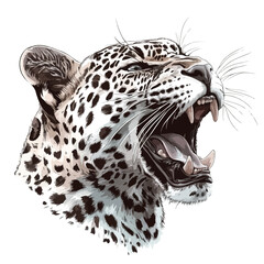 Wild Roaring Jaguar Leopard Vector Illustration