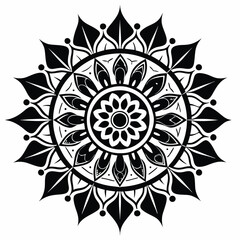 Circular Ornamental Mandala Silhouette Design
