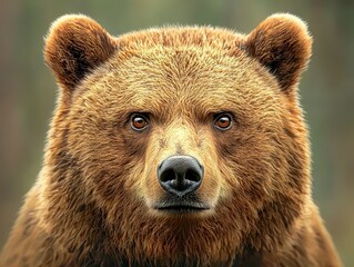 Obraz premium Closeup Portrait of a Brown Bear in a Forest Setting