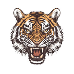 Fierce Tiger Head Vector Illustration
