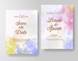 Wedding invitation with abstract splash watercolor