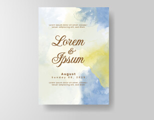 Wedding invitation with abstract splash watercolor