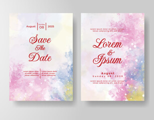 Wedding invitation with abstract splash watercolor