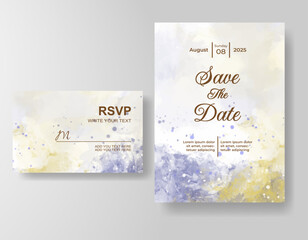 Wedding invitation with abstract splash watercolor