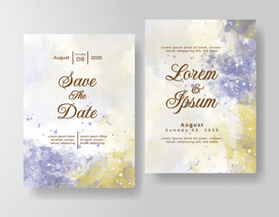 Wedding invitation with abstract splash watercolor